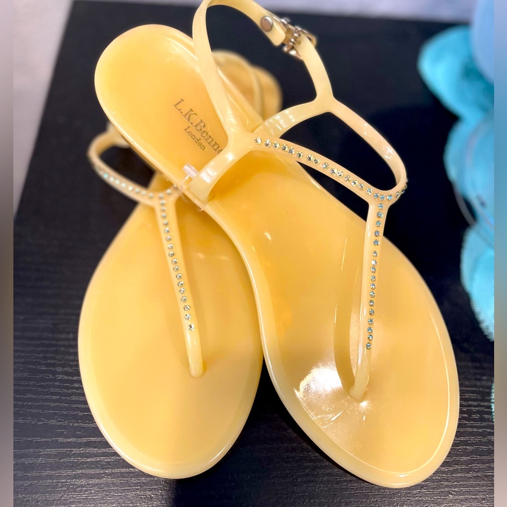 🌷L.K.Bennett London Yellow Buttercream Woman’s Summer Sandals with rhinestones